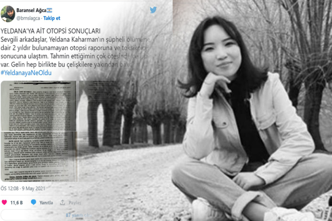 Yeldana Kaharman’ın ölümüyle ilgili paylaşım yapan Baransel Ağca yargılandığı bir davadan beraat etti