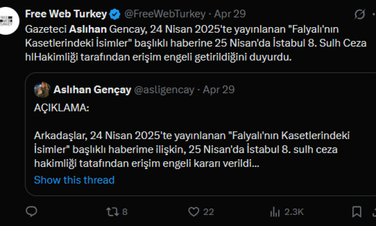 Gazeteci Aslıhan Gençay'ın Falyalı kasetleri haberine bir dava iki soruşturma