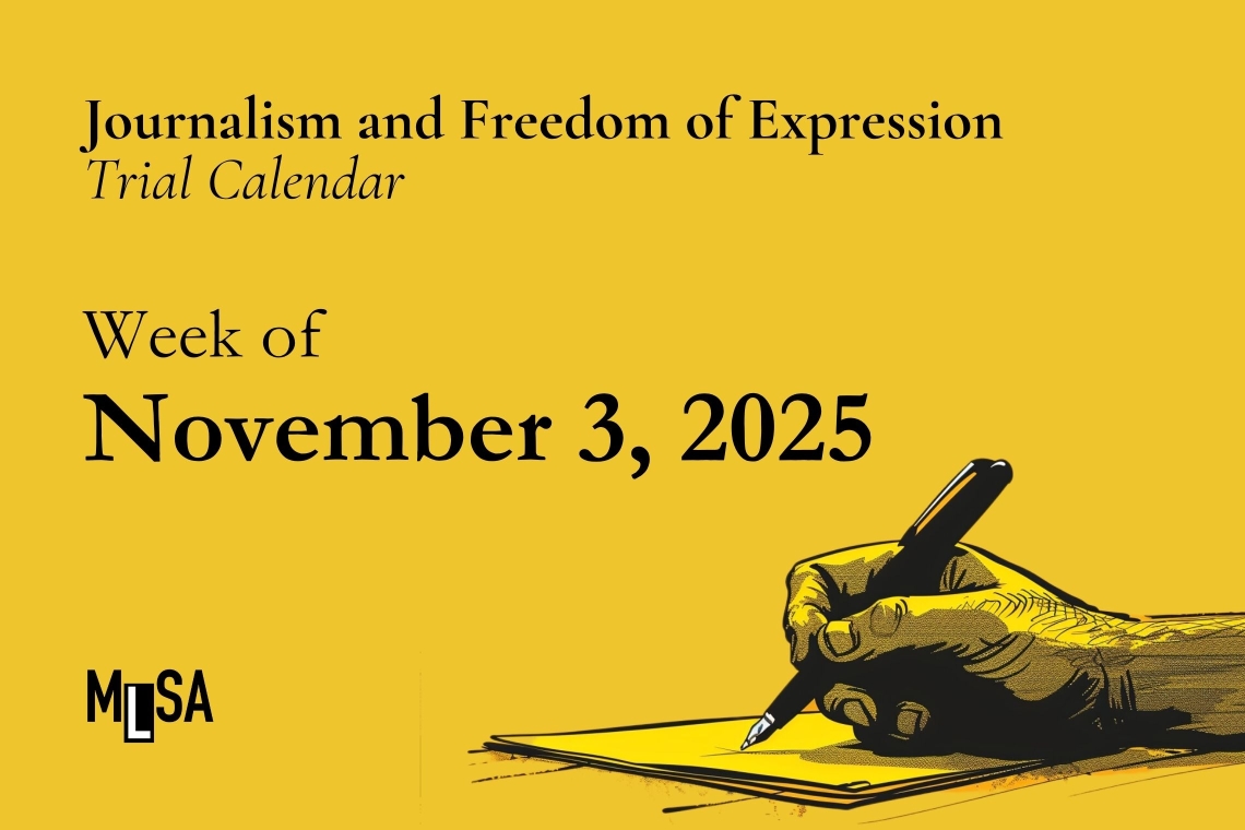 Freedom of expression trial calendar for the week of November 3