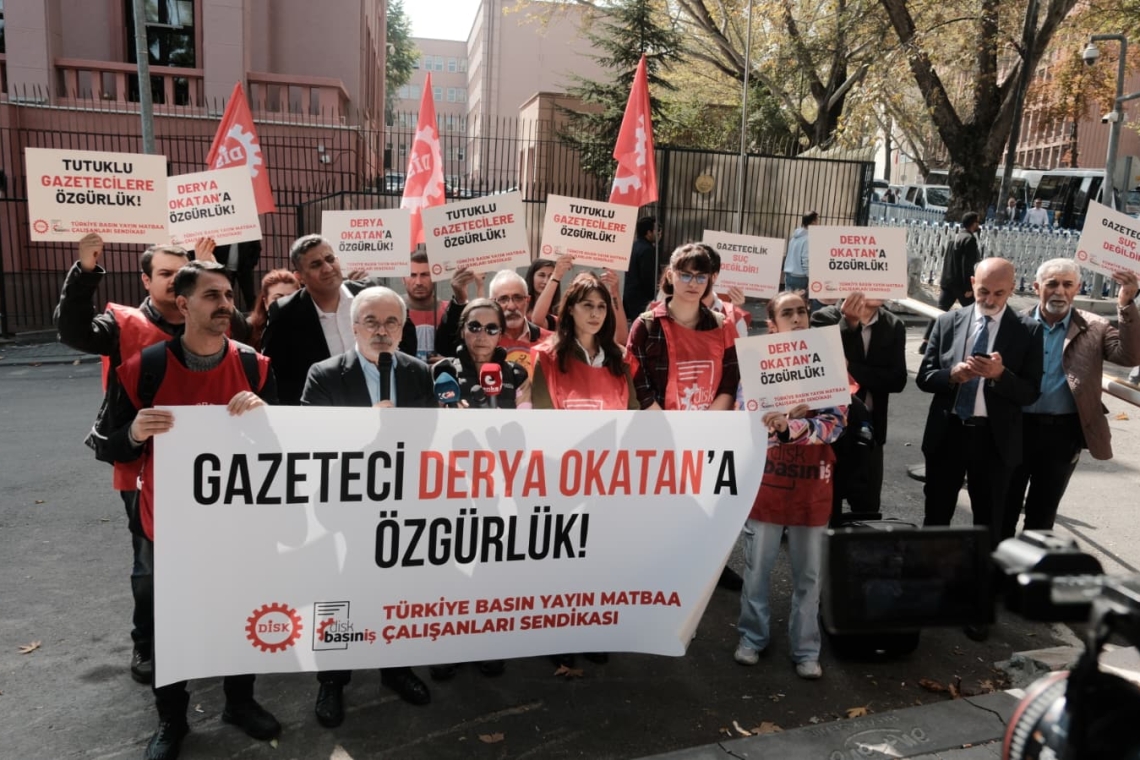 Gazeteciler Adalet Bakanlığı önünde bir araya geldi: “Derya Okatan serbest bırakılsın”